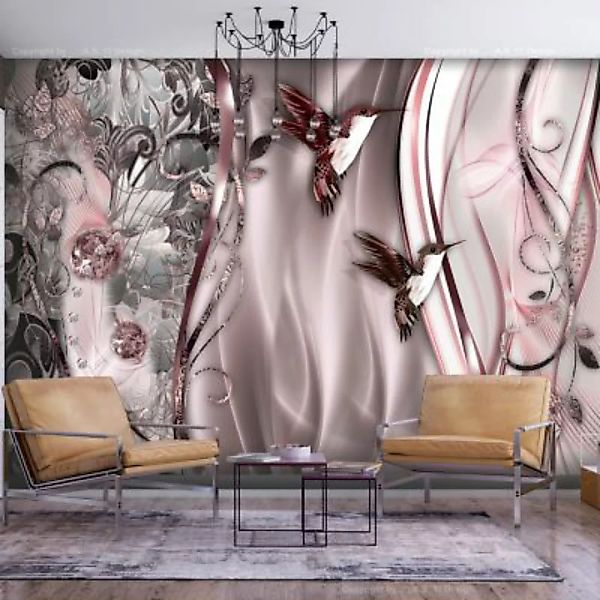artgeist Fototapete Hummingbirds on the Wave (Pink) rosa/grau Gr. 150 x 105 günstig online kaufen
