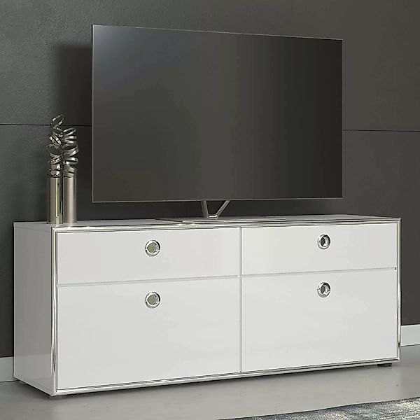 Wohnzimmer TV Lowboard in Weiß Hochglanz lackiert INVERNESS-19, B/H/T ca. 1 günstig online kaufen