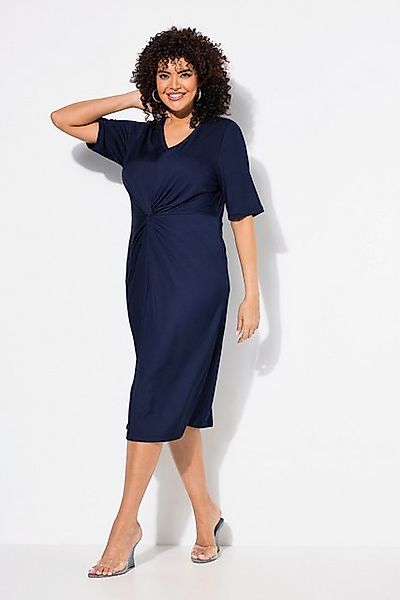 Ulla Popken Jerseykleid Jerseykleid drapiert V-Ausschnitt Halbarm günstig online kaufen