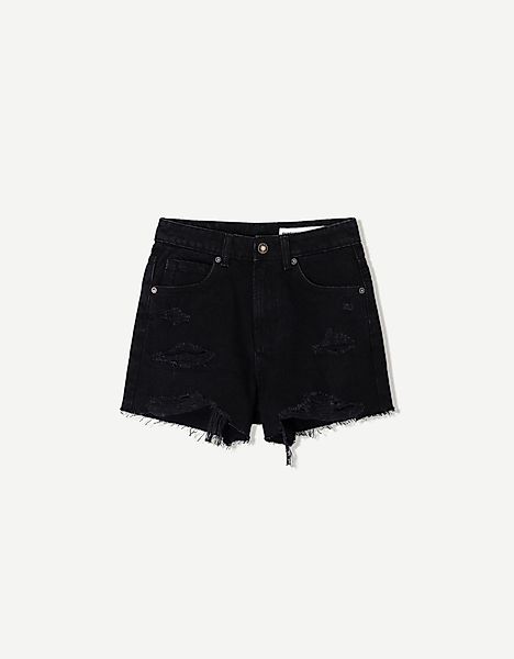 Bershka Jeansshorts Mit Rissen Damen 36 Schwarz günstig online kaufen