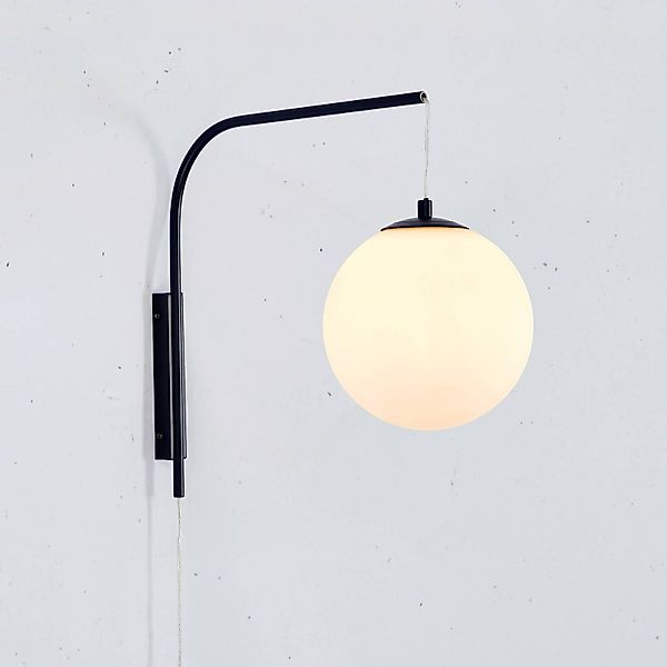 Wandlampe Dione, schwarz/weiß, Höhe 40 cm Stecker günstig online kaufen