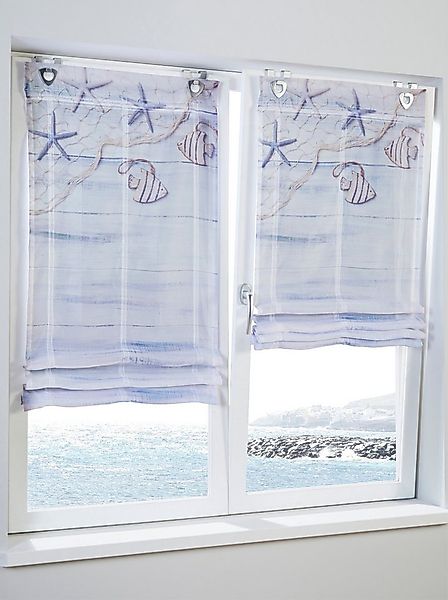 Rollo Raffrollo ., heine, transparent, Ösen mit Fensterhaken günstig online kaufen