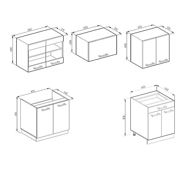 Vicco Küchenzeile R-Line, Anthrazit Hochglanz/Weiß/Weiß, 200 cm AP Marmor günstig online kaufen