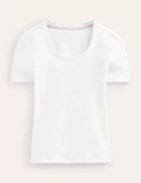 Basic-T-Shirt aus Jersey Damen Boden, Weiß günstig online kaufen