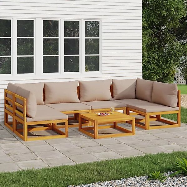 Vidaxl 7-tlg. Garten-lounge-set Mit Taupe Kissen Massivholz günstig online kaufen