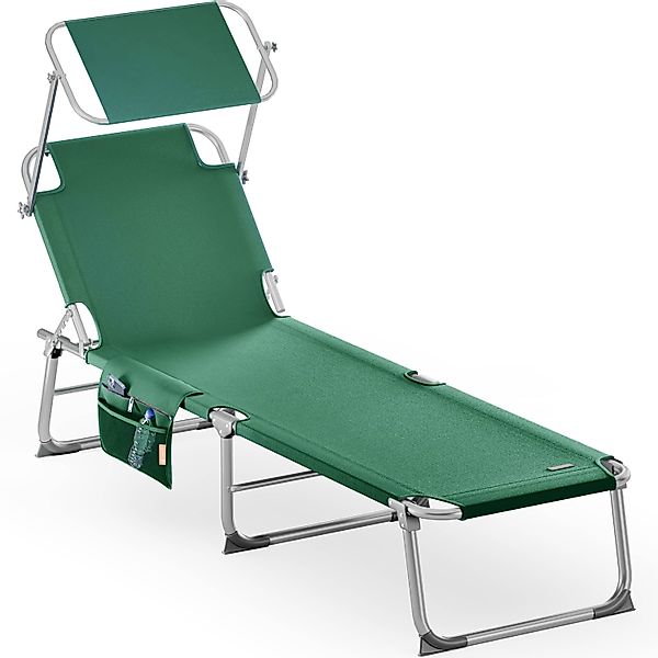 Gartenliege Ibiza Grün 190x59x29cm Alu Sonnendach günstig online kaufen