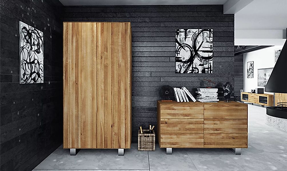 Kleiderschrank STEEL 2-T Holz massiv günstig online kaufen