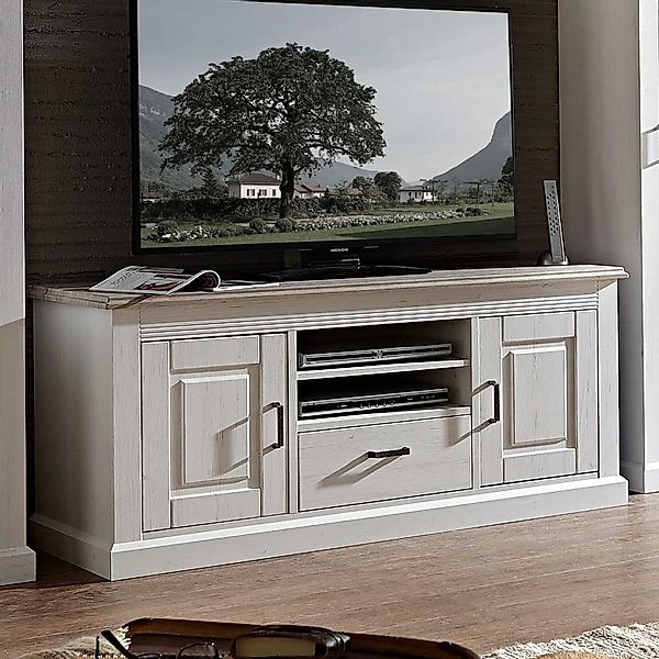 TV Unterschrank in Weiß Taupe skandinavischer Landhausstil günstig online kaufen