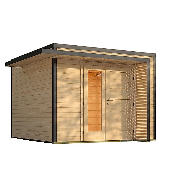 Weka Gartenhaus Amberley 1,5-Fache Tür Natur 300 cm x 300 cm günstig online kaufen