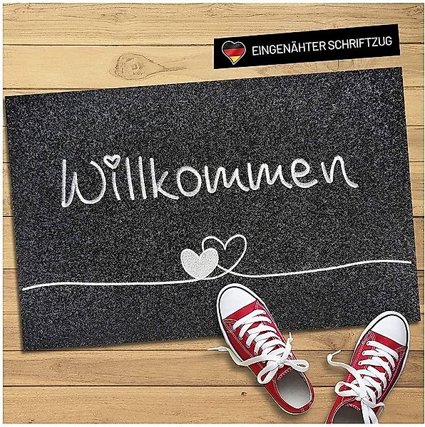 WELLMODA Fußmatte "Willkommen" I genähter Schriftzug I rutschfest & waschba günstig online kaufen