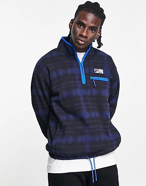Fila – Sweatshirt in Schwarz und Blau mit kurzem Reißverschluss-Weiß günstig online kaufen