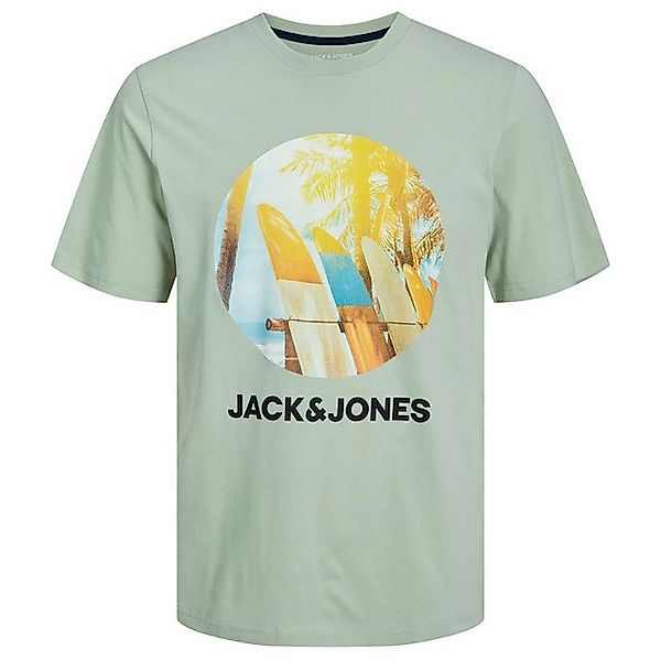 Jack & Jones Rundhalsshirt Große Größen Herren T-Shirt salbeigrün Fotoprint günstig online kaufen