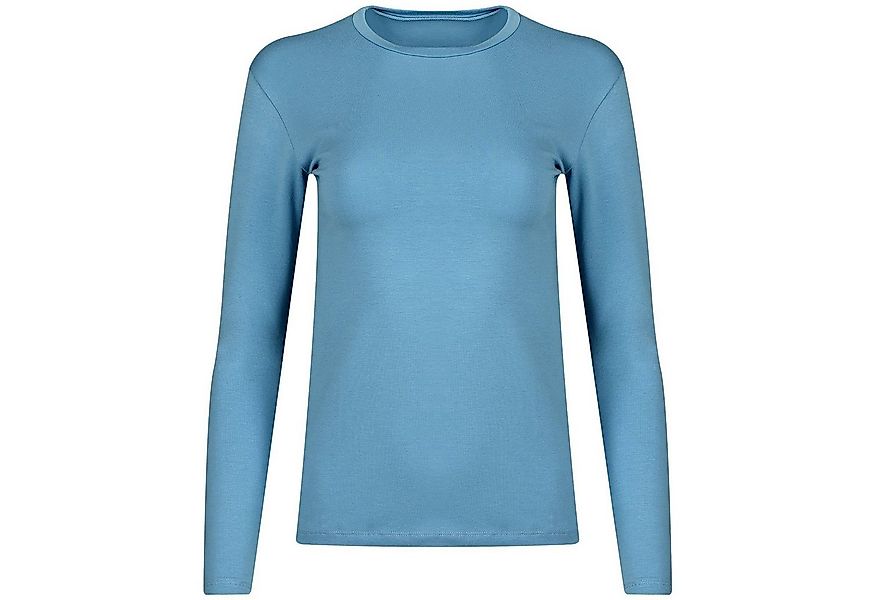 Evoni Langarmshirt Damen Langarm Basic Shirt Baumwolle günstig online kaufen