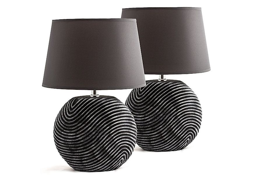 BRUBAKER Nachttischlampe 2er Set Tischlampe "Zen Garden", ohne Leuchtmittel günstig online kaufen