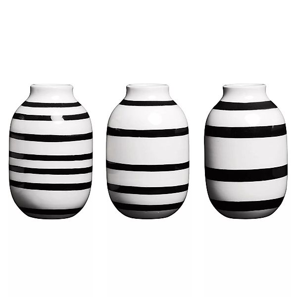 Kähler - Omaggio Vase 3er Set - schwarz/H 8cm / Ø 5cm/Jedes Stück ein Unika günstig online kaufen