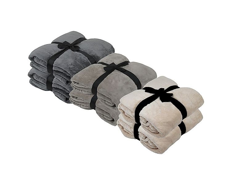 Wohndecke 2er Set Kuscheldecke 150x200 cm Fleecedecke Picknickdecke Decke w günstig online kaufen