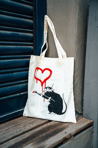 AvantgART Shopper Stoffbeutel Baumvolle, Jutebeutel, Banksy günstig online kaufen