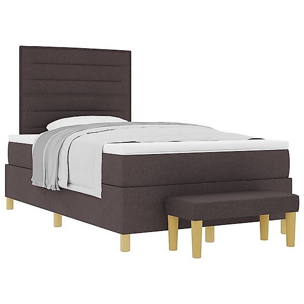 vidaXL Bett Boxspringbett mit Matratze & Bank Dunkelbraun 120x200 cm Stoff günstig online kaufen