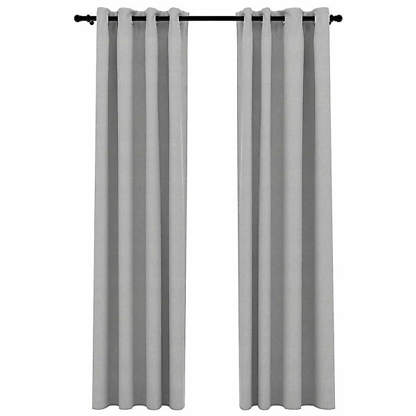 vidaXL Verdunkelungsvorhänge Ösen Leinenoptik 2 Stk Grau 140x225 cm günstig online kaufen
