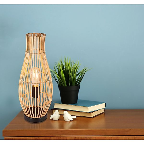 Globo Tischlampe Laglio 1-flammig Naturfarben 195 x 475 mm günstig online kaufen