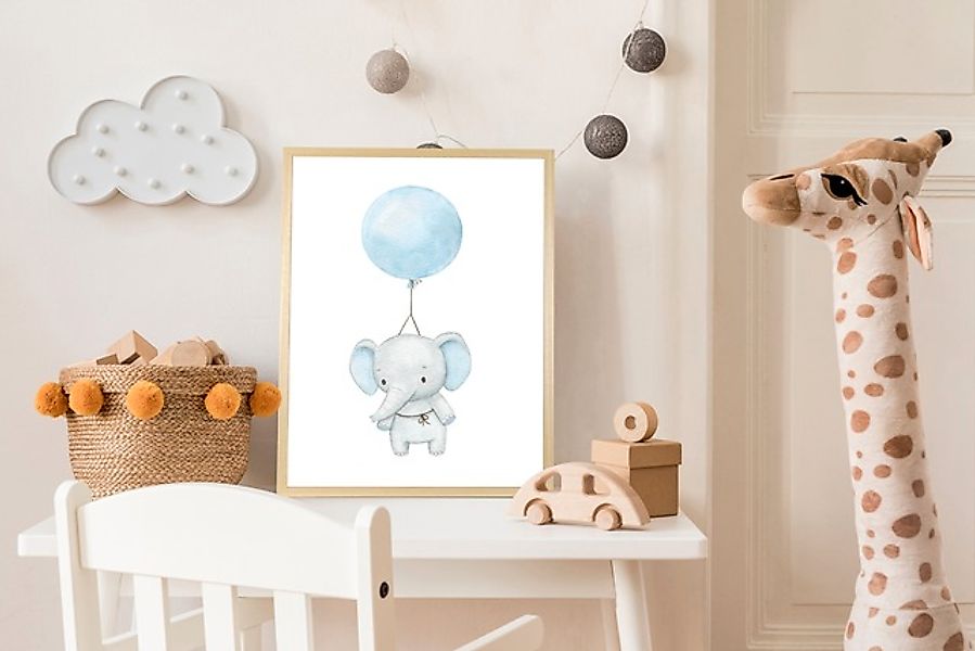 queence Bild mit Rahmen »Fliegender Elefant mit Ballon«, Elefant-Elefanten- günstig online kaufen