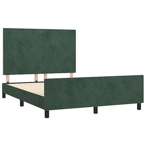 vidaXL Bettgestell Bettrahmen mit Kopfteil Dunkelgrün 140x200 cm Samt Bett günstig online kaufen