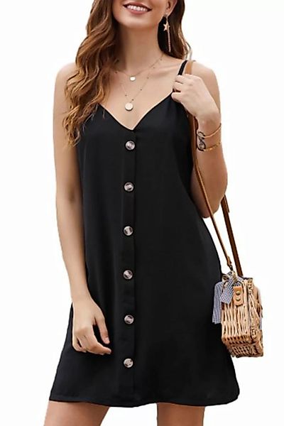 ENIX Trägerkleid Damen-Kleid mit Spaghettiträgern, ärmelloses Kleid mit V-A günstig online kaufen