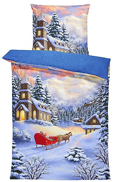 One Home Bettwäsche Bergsee Weihnachtsbettwäsche, Fleece, 2 teilig, Winterd günstig online kaufen