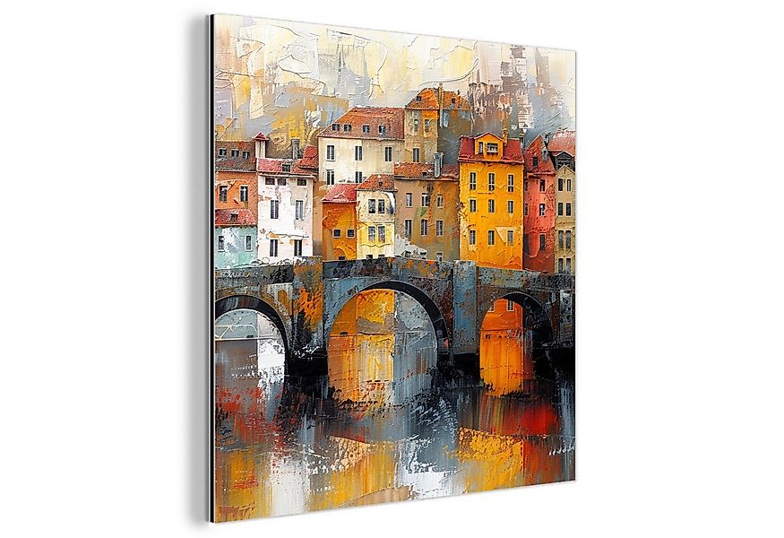 MuchoWow Metallbild Graben - Häuser - Kunst, Inkl. Aufhängung, Alu-Dibond-D günstig online kaufen