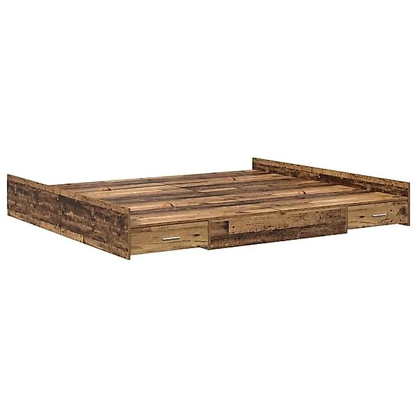 vidaXL Stauraumbett Altholz 200 x 200 cm Holzwerkstoff 3335267 günstig online kaufen