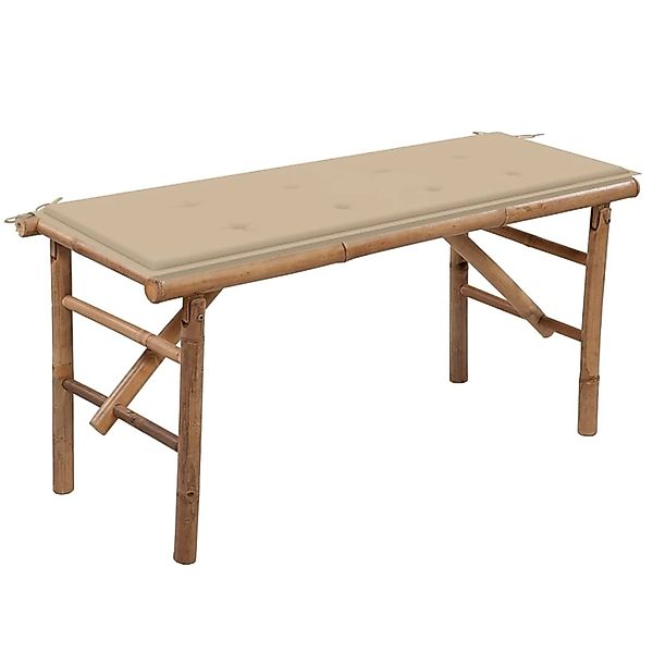 furnicato Klappbare Gartenbank mit Auflage 118 cm Bambus günstig online kaufen