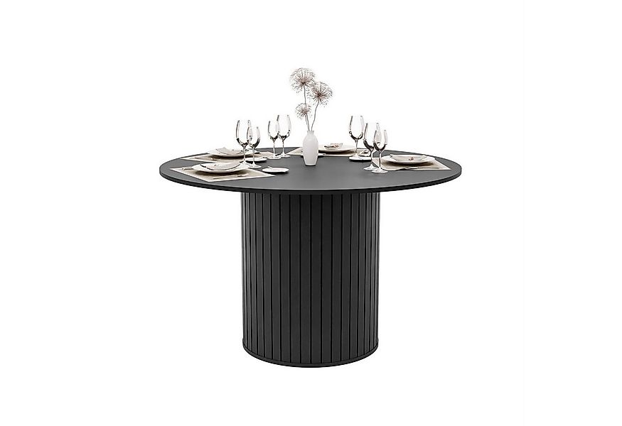 Lookway Esstisch ELODIE – Runder, nicht ausziehbarer Esstisch mit gefräster günstig online kaufen