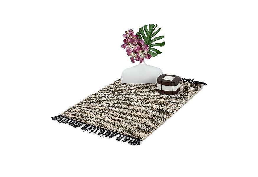 relaxdays Läufer Flickenteppich 60 x 110 cm, Höhe: 5 mm, grau günstig online kaufen