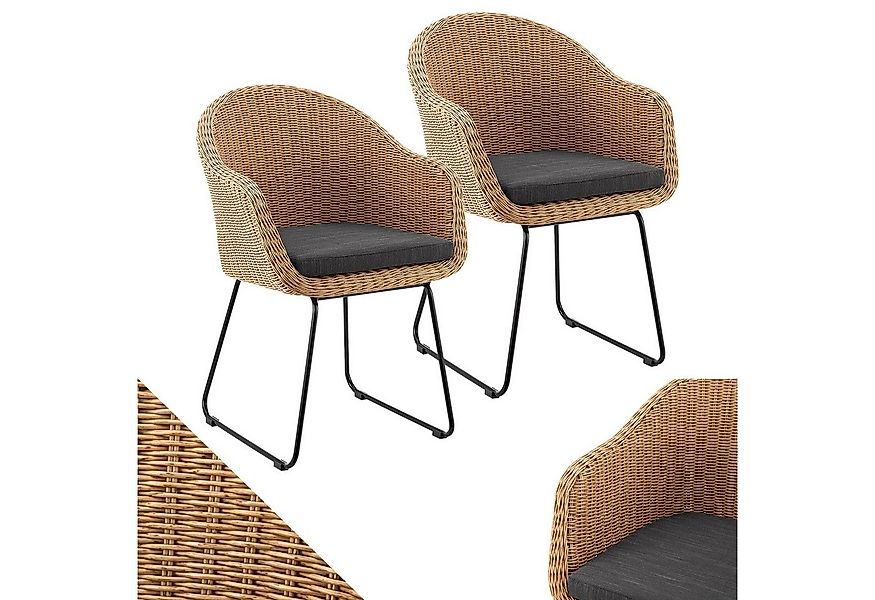 Juskys Gartenstuhl Cody (2 St), Rattan Korbsessel 2er Set, modern, Indoor & günstig online kaufen