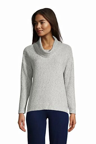 Bouclé-Sweatshirt mit Wasserfallkragen, Damen, Größe: 48-50 Normal, Elfenbe günstig online kaufen