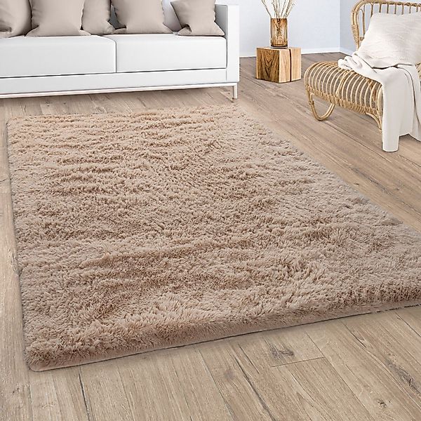 Paco Home Hochflor-Teppich "Silky 591" rechteckig 37 mm Höhe Uni-Farben, be günstig online kaufen