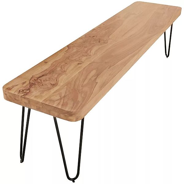 Esszimmer Sitzbank BAGLI Massiv-Holz Akazie 160 x 45 x 40 cm Holz-Bank Natu günstig online kaufen