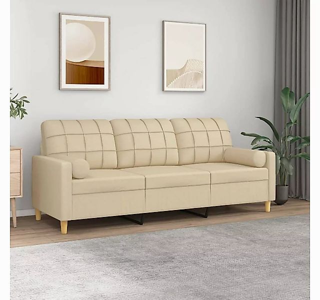 vidaXL Sofa 3-Sitzer-Sofa mit Zierkissen Dunkelgrau 180 cm Stoff günstig online kaufen