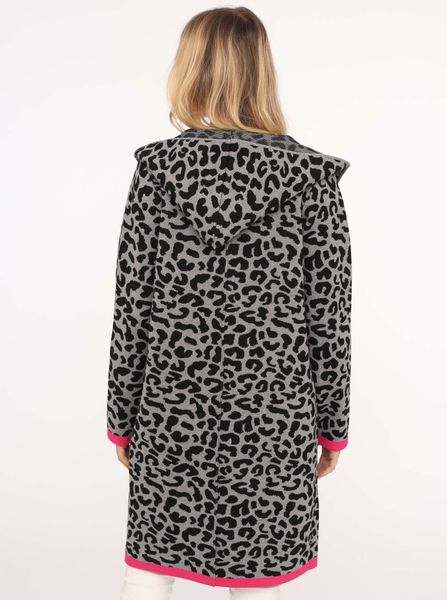 Zwillingsherz Strickjacke Leoparden-Muster, Neon-Details, Langarm, Kapuze, günstig online kaufen