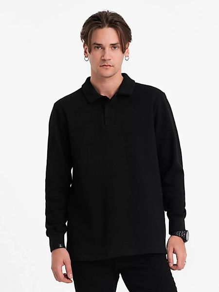 OMBRE Langarm-Poloshirt Herren-Sweatshirt mit Polokragen aus Strukturstrick günstig online kaufen