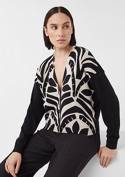 comma Cardigan Strickjacke Gemusterter Feinstrick-Cardigan günstig online kaufen