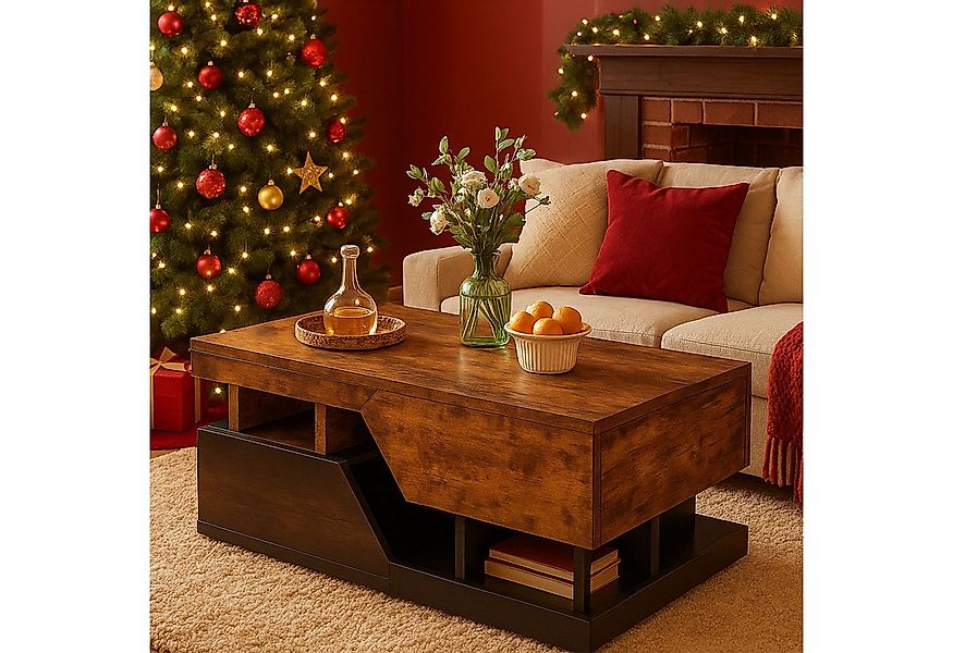 TWSOUL Couchtisch Moderner Couchtisch mit LED-Beleuchtung,Wohnzimmertisch m günstig online kaufen