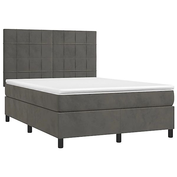 vidaXL Boxspringbett mit Matratze & LED Dunkelgrau 140x200 cm Samt 3136126 günstig online kaufen
