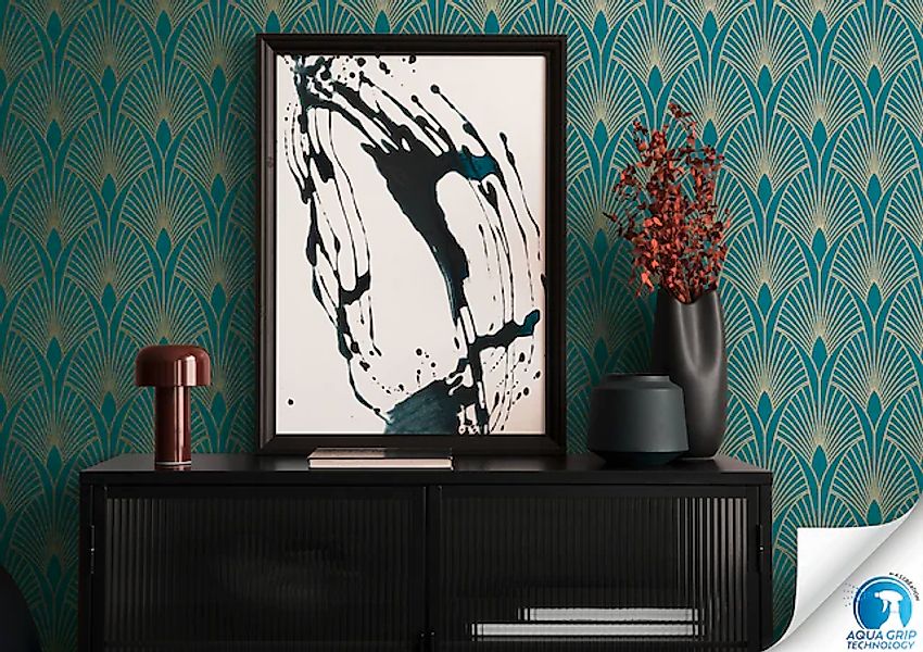 living walls Vliestapete »DesignDrop vorgeleimte Tapete Art Deco Design Bla günstig online kaufen