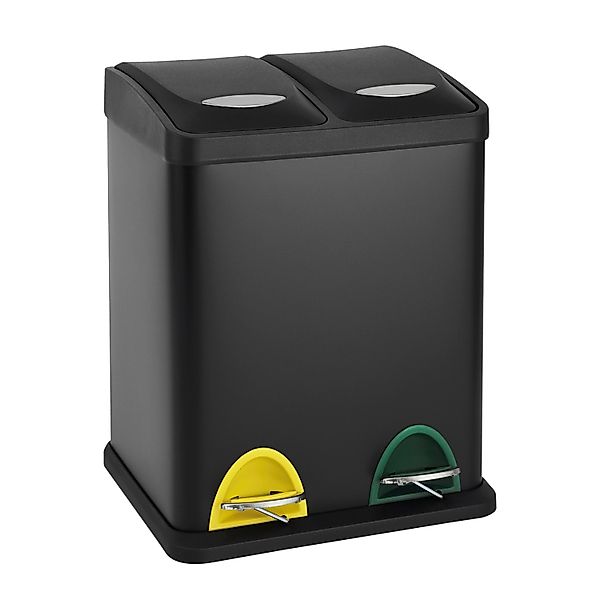 Svita TC2X8 Mülleimer 16 Liter 2x8L Doppelt Kücheneimer Treteimer Schwarz günstig online kaufen