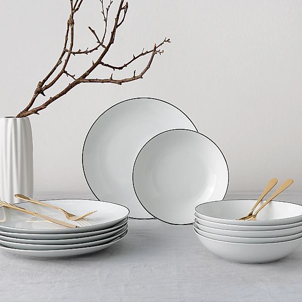 my home Tafelservice "Madeline" Geschirr, trendige Coupeform, handgemalte, günstig online kaufen