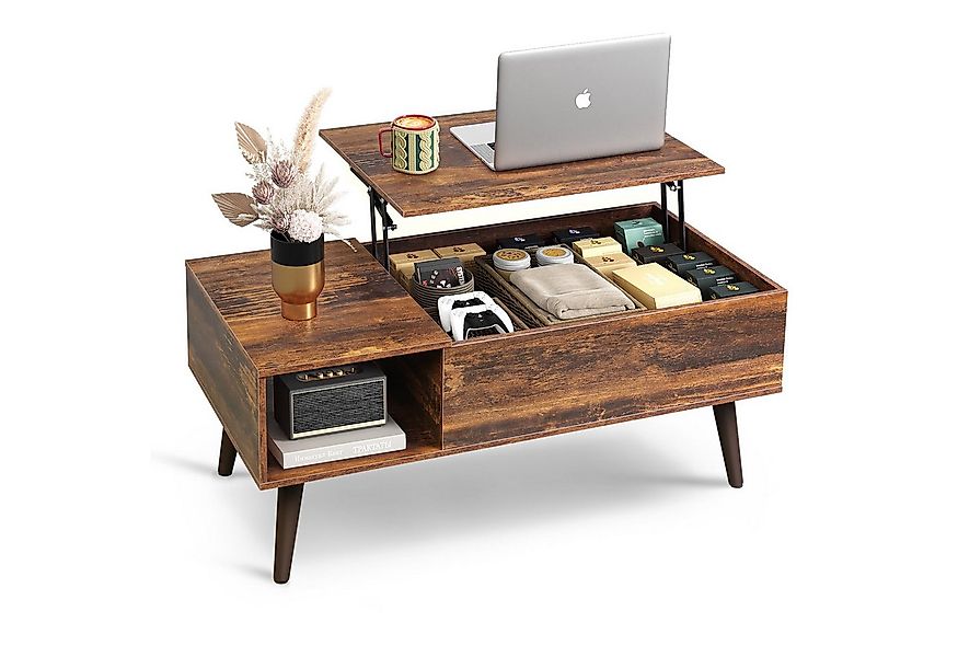 WLIVE Couchtisch Höhenverstellbarer Couchtisch mit Stauraum, (Wohnzimmertis günstig online kaufen