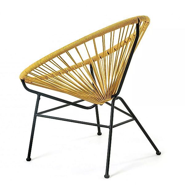 home24 Norrwood Sessel Olinda I 2er-Set Gelb Stahl/Schiffsseil 72x84x75 cm günstig online kaufen