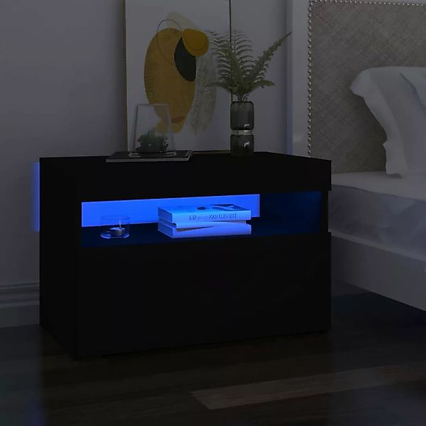 Nachttisch Mit Led-leuchten Schwarz 60x35x40 Cm Spanplatte günstig online kaufen