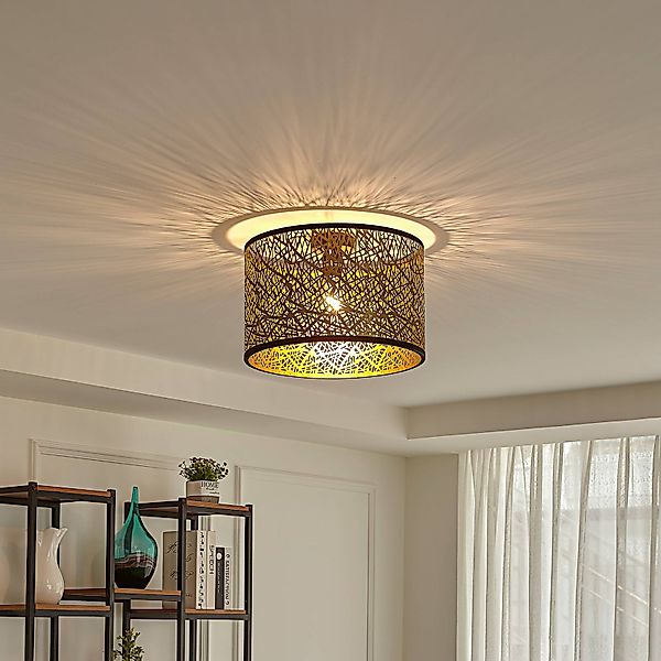 Lindby Deckenleuchte Yonah, goldfarben, Metall, Ø 40 cm, E27 günstig online kaufen